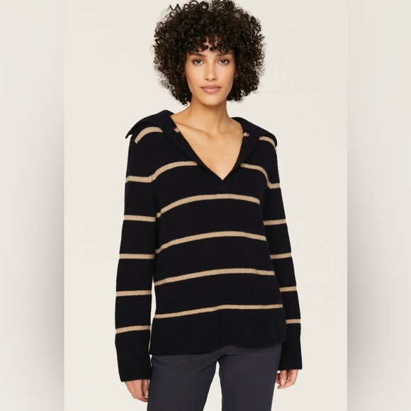 VINCE. Black Johny Collar Sweater Size Medium $425 - Picture 1 of 9